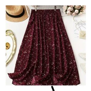 Floral Burgundy Maxi Skirt